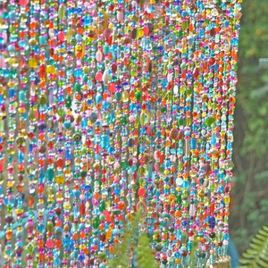 Colorful Bohemian Beaded Curtain Made of Individual, Boho Chic Beads Curtain, Suncatcher, Boho Window Décor, Glass Beads Curtain image 6