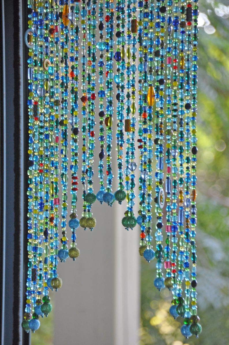Unique Boho hand made Beaded Valance/curtain for a door window Etsy