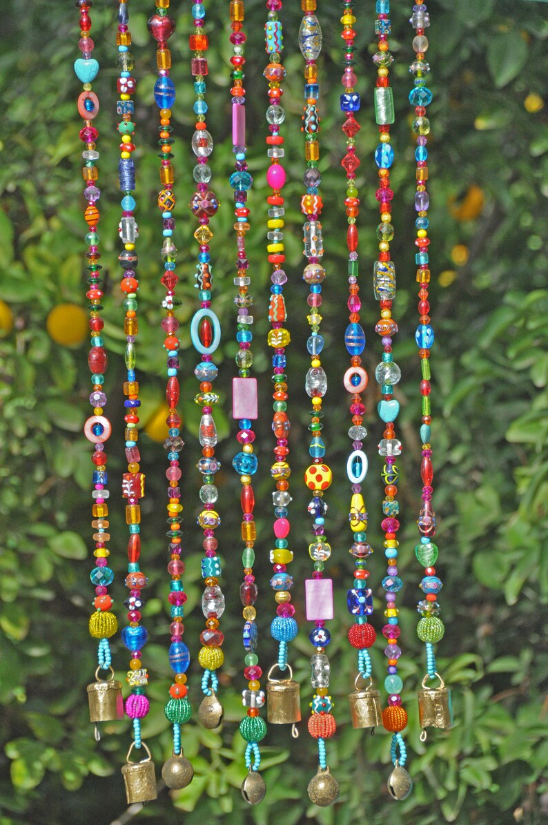 Bohemian Hippie Beaded Strings With Brass Bells made to Etsy