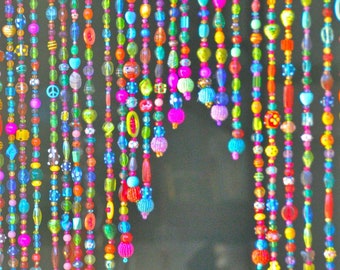 Arched Beaded Curtain: Handmade Colorful Glass Bead Doorway Decor
