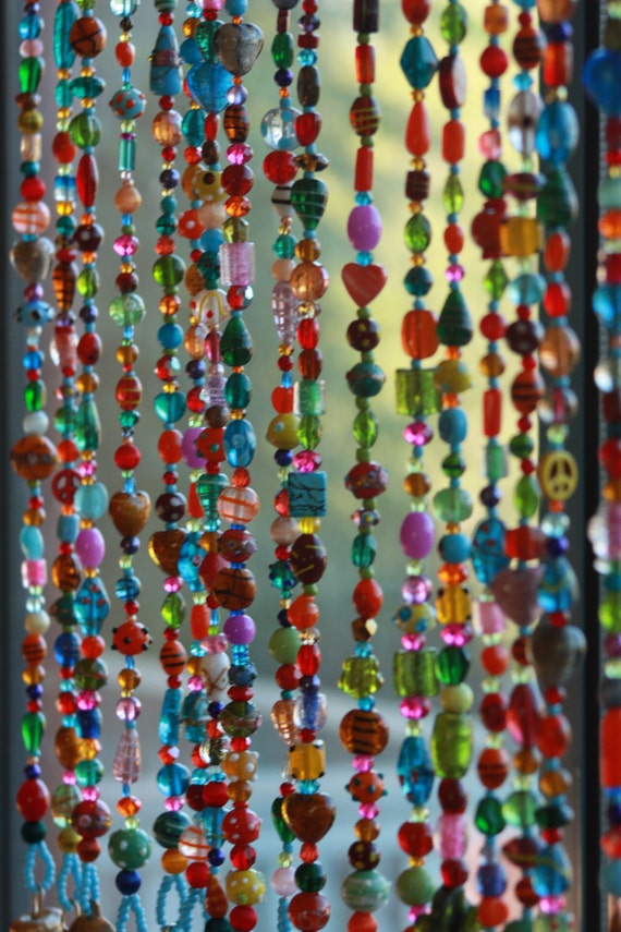 Unique Home Decor, Colorful Beaded Curtain, Boho Chic, Hand Made Beads  Curtain, Suncatcher, Boho Window Décor, Glass Window Hanging 