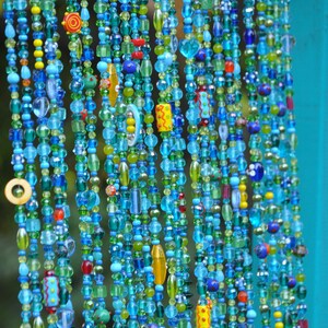 Beaded Valance Curtain: Turquoise Blue Arch, Boho Doorway Beads