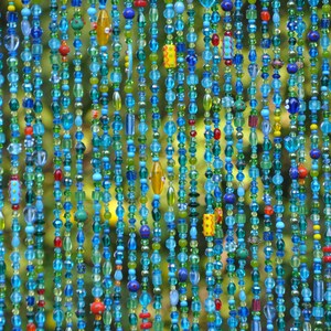 Beaded Valance Curtain: Turquoise Blue Arch, Boho Doorway Beads