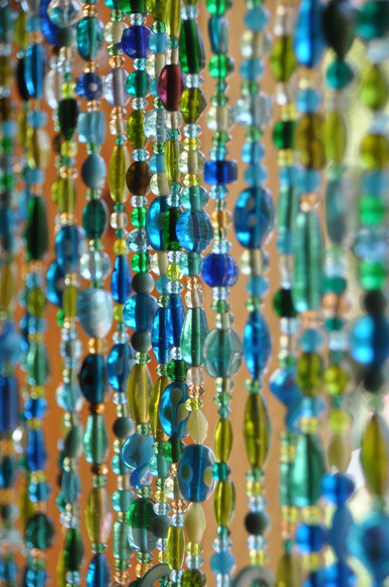 Blue Beaded Curtains-beaded Door Curtains-door Beaded - Etsy