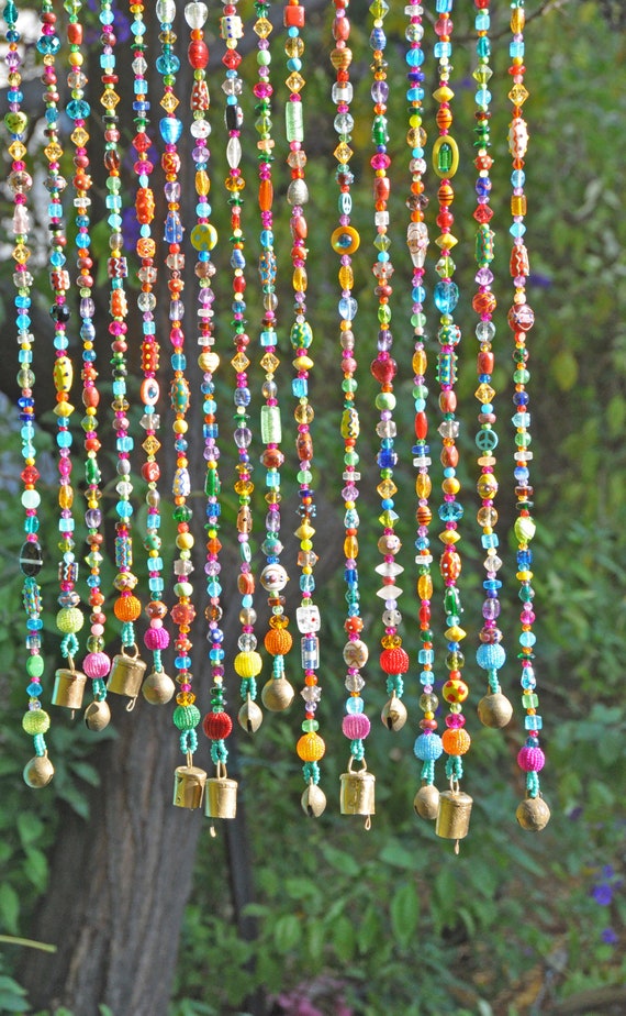 Beaded Curtain Bohemian Hippie Wall Art Boho Home Decor Sun Etsy