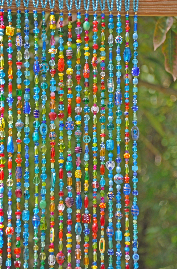 Bunte Bohmische Perlen Vorhang Sonnenfanger Handgefertigte Etsy