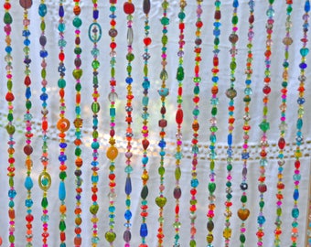 Handmade Beaded Curtain: Bohemian Door, Window, Wall Decor
