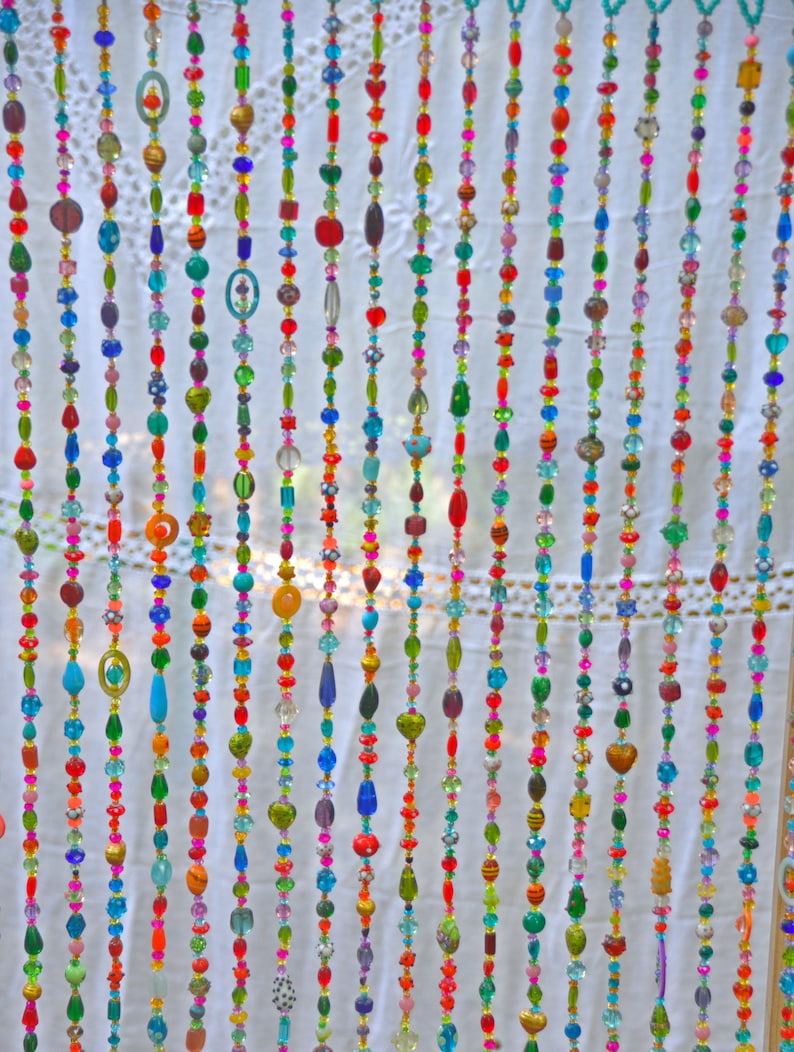 Handmade Beaded Curtain: Bohemian Door, Window, Wall Decor