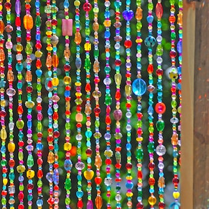 Colorful Hippie Beaded curtain for a window (made to order)
