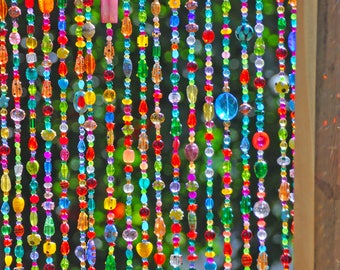 Colorful Hippie Beaded curtain for a window (made to order)