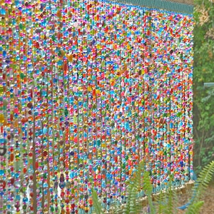 Colorful Bohemian Beaded Curtain Made of Individual, Boho Chic Beads Curtain, Suncatcher, Boho Window Décor, Glass Beads Curtain image 4