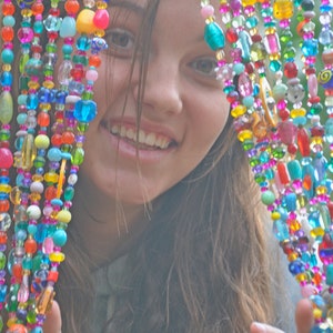 Colorful Glass Beaded Curtain: Bohemian Window Decor