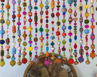 Colorful Glass-Beaded Window Valance-60 beaded strings that are 10” -  12"/ 25-30 cm