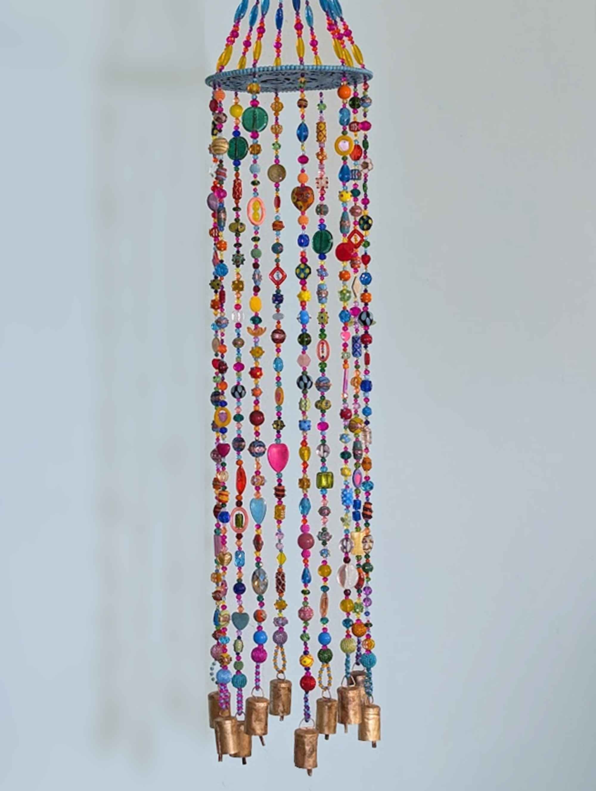 Beaded Sun Catcher: Boho Wind Chime With Brass Bells - Etsy