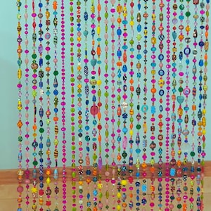 Door Beads Curtain, Eclectic  Colorful Home Decor, Beaded Curtain Doorway, Beaded Sun Catcher, Bohemian Colorful Beaded Curtain