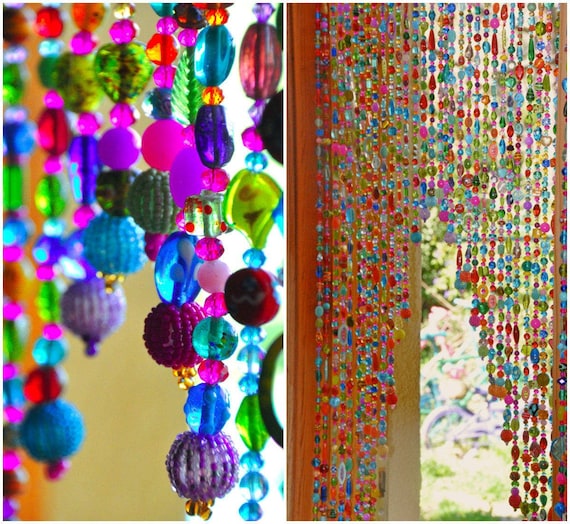 Beaded Curtain Hanging Beads Bohemian Curtain Boho Doorway Etsy