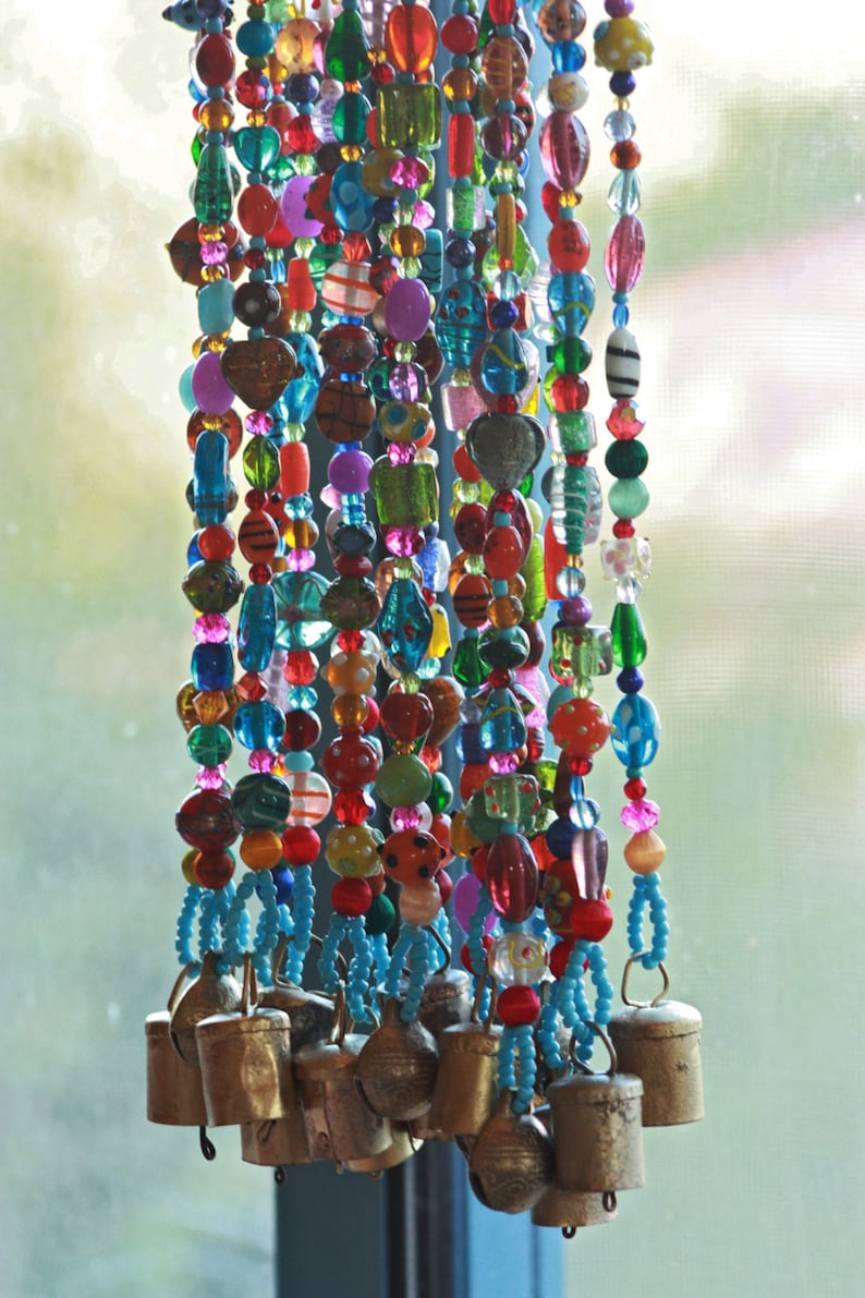 Beaded Curtain Glass Beaded Suncatcher Window Curtain Beaded Door Curtain Hanging Door Beads Beaded Wall Hanging Bohemian Wall Art Wall Art - 