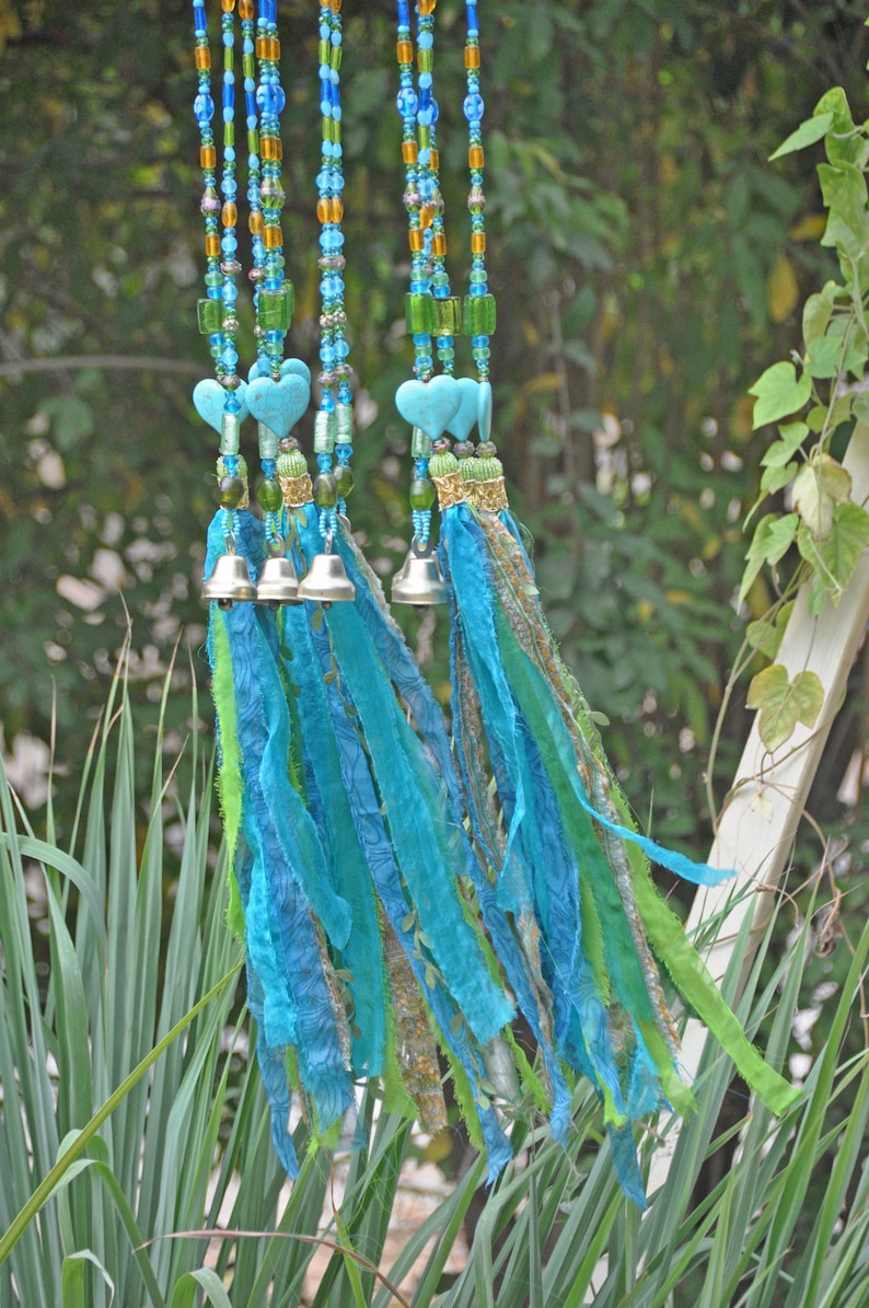 Turquoise Bohemian Wind Chime Suncatcher With Brass Bells and Etsy