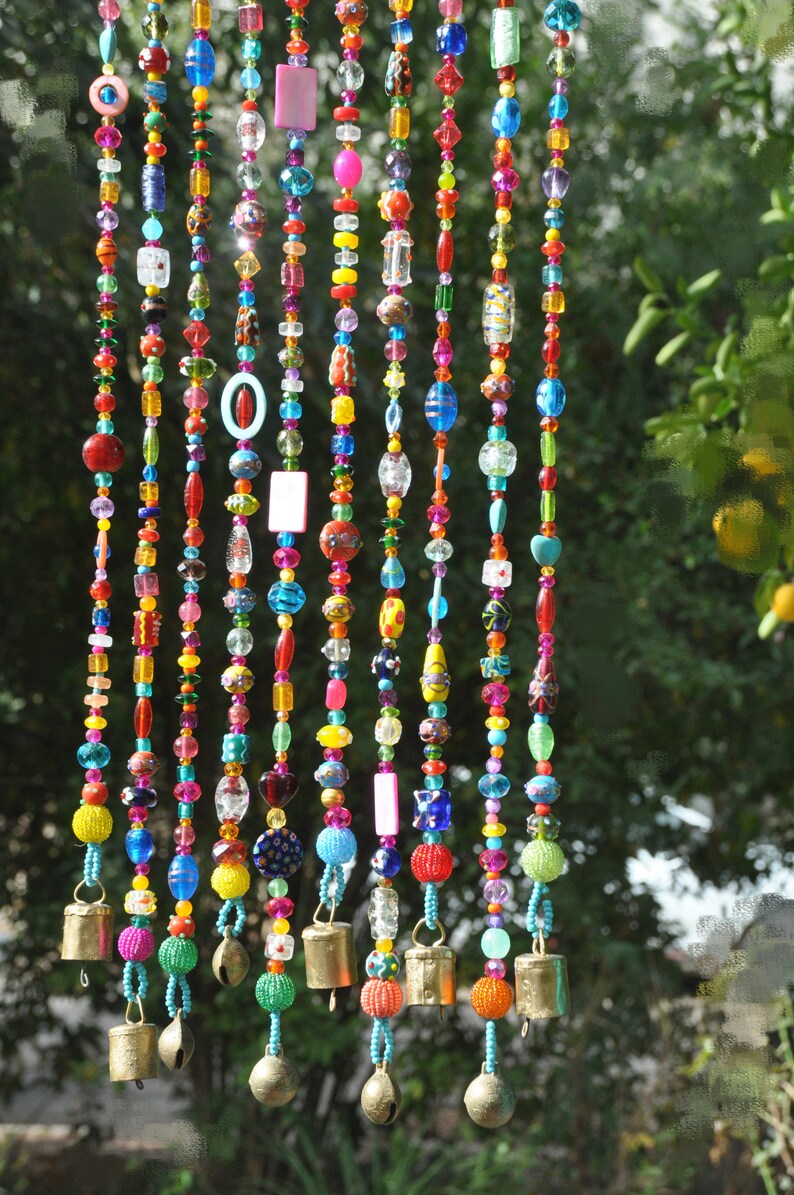 Bohemian Hippie Beaded Strings With Brass Bells made to Etsy