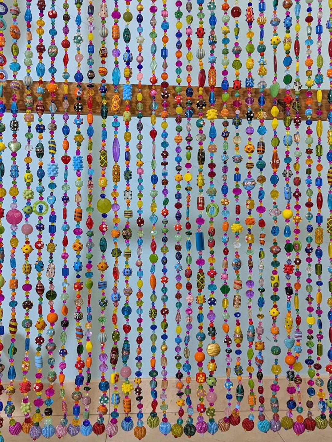 Dopamine Decor, Hand-made Colorful Bohemian Beaded Curtain for a Door ...
