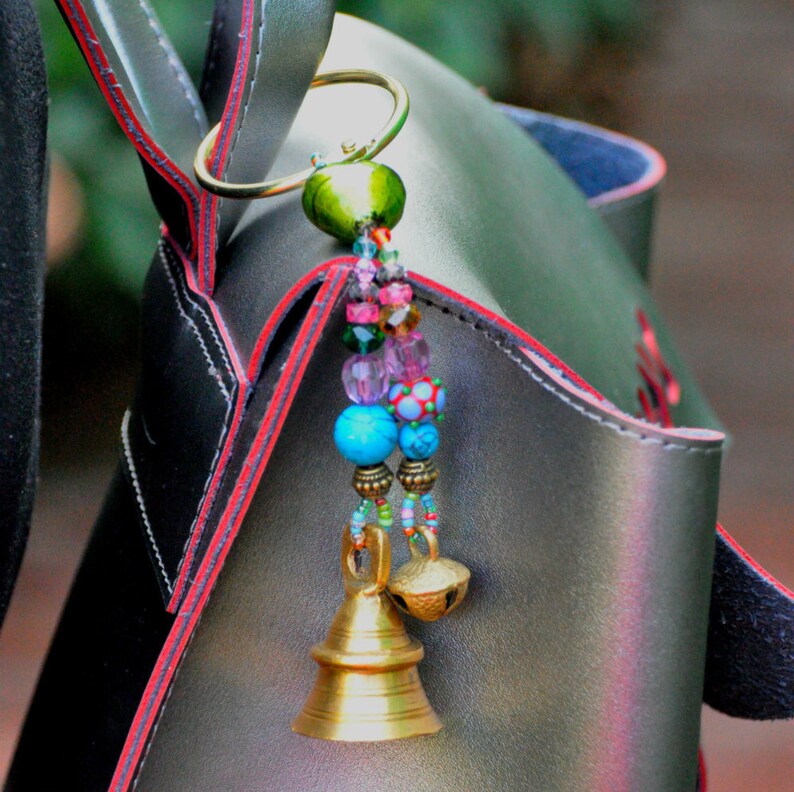 Handmade Beaded Bells Key Ring Etsy
