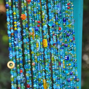 Beaded Valance Curtain: Turquoise Blue Arch, Boho Doorway Beads