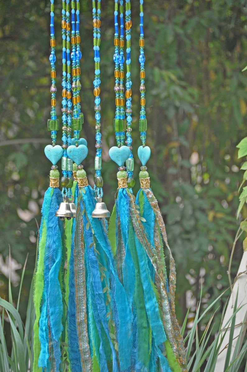 Turquoise Bohemian Wind Chime Suncatcher With Brass Bells and Etsy