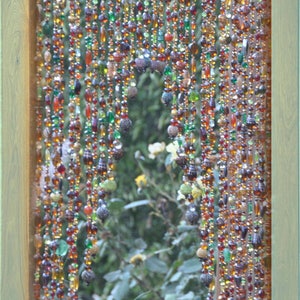 Door Beaded curtain Arch Shape in Brown, Amber, Orange, Green and Gold Tones image 3