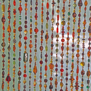 Door Beaded curtain Arch Shape in Brown, Amber, Orange, Green and Gold Tones image 6