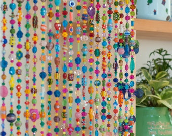Bohemian Colorful Hand Made Beaded curtain For a Door, Boho Chic Beads Curtain