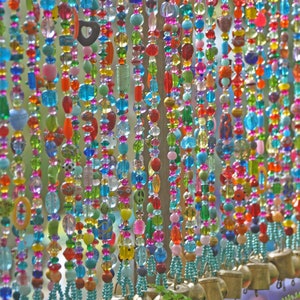 Colorful Bohemian Beaded Curtain Made of Individual, Boho Chic Beads Curtain, Suncatcher, Boho Window Décor, Glass Beads Curtain image 7