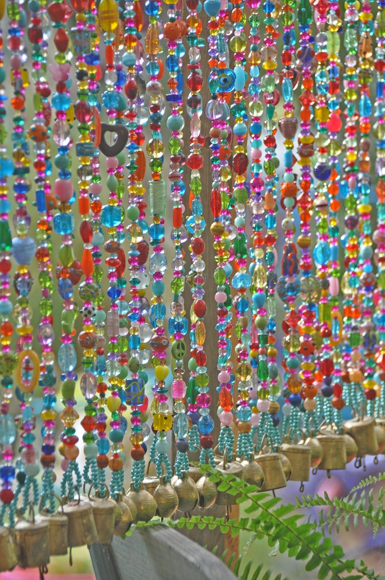 Colorful Bohemian Beaded Curtain Made of Individual, Boho Chic Beads Curtain, Suncatcher, Boho Window Décor, Glass Beads Curtain image 7