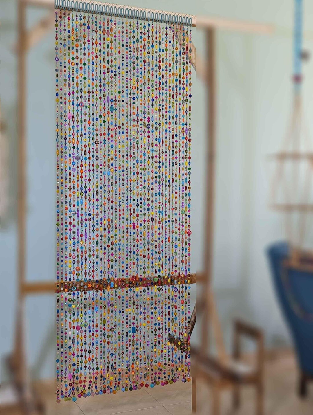 Dopamine Decor, Hand-made Colorful Bohemian Beaded Curtain for a Door ...