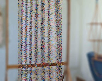 Dopamine decor, tenda di perline boho colorata fatta a mano per una porta