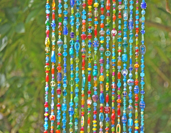 Bunte Bohmische Perlen Vorhang Sonnenfanger Handgefertigte Etsy