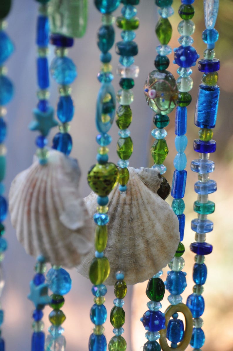 Door beaded curtains Door beads with sea shells Seashells Etsy