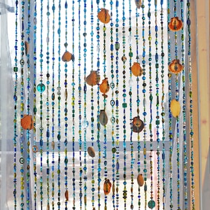 Door beaded curtains With Sea Shells And Brass Bells