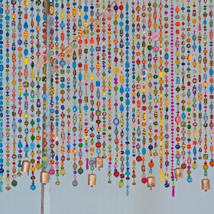 Unique home decor, Colorful Bohemian Beaded valance, 80 beaded strings!  (Made to Order)