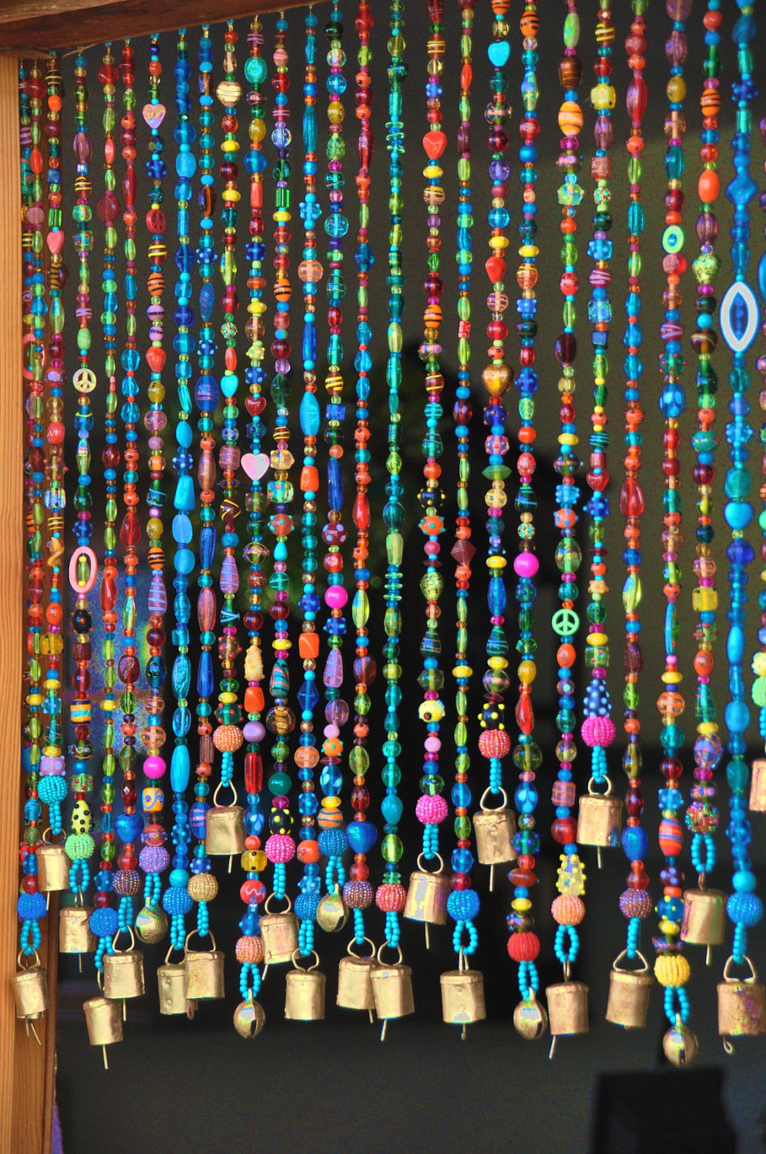 Colorful Glass Beaded Curtain: Boho Window Doorway Hanging