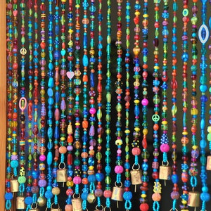 unique home decorColorful Bohemian Glass Bead Curtain With Brass Bells