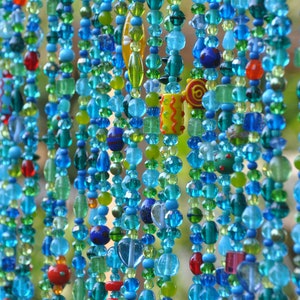 Beaded Valance Curtain: Turquoise Blue Arch, Boho Doorway Beads
