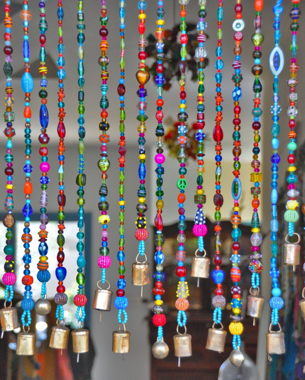 Unique Home Decor, Colorful Beaded Curtain, Boho Chic, Hand Made Beads  Curtain, Suncatcher, Boho Window Décor, Glass Window Hanging 