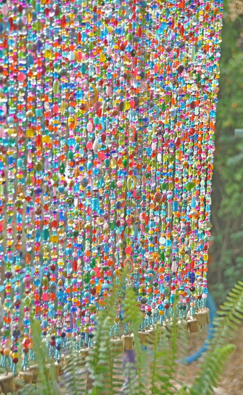 Colorful Bohemian Beaded Curtain Made of Individual, Boho Chic Beads Curtain, Suncatcher, Boho Window Décor, Glass Beads Curtain image 5