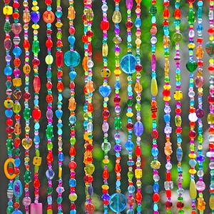 Unique Home Decor, Colorful Bohemian Hand Made Door Beaded Curtain  (Made to Order)