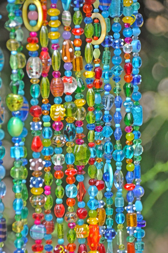 Bunte Bohmische Perlen Vorhang Sonnenfanger Handgefertigte Etsy