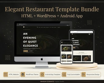 Fine Dining Digital Template Bundle | HTML Website, WordPress Theme & Android App for Restaurants
