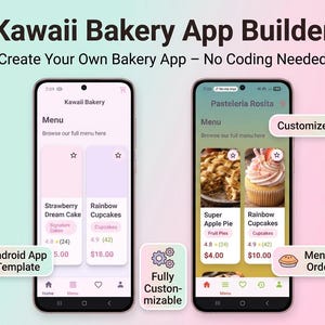 Kawaii Bakery App Builder | No Code Custom Mobile Apps for Bakeries