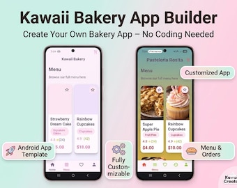 Kawaii Bakery App Builder | No Code Custom Mobile Apps for Bakeries