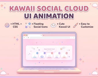 Kawaii Social Media Icons - HTML & CSS Cloud Animation
