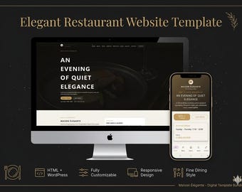 Elegant Restaurant Website Template Bundle - HTML & WordPress for Fine Dining, Cafes and Bistros